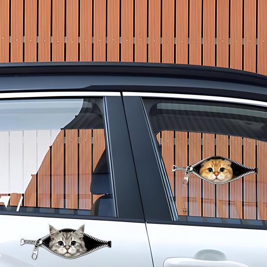 Car Stickers Zipper Cat Shape Adhesive Waterproof Scratch Cover Stickers Durable Car Decals for Cars Electric Vehicles Windows