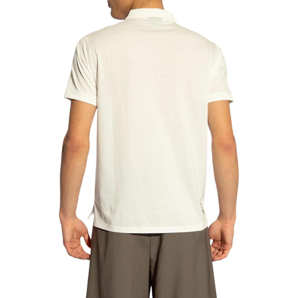 Emporio Armani Solid Color Logo Embroidered Polo Shirt Men Tops White EM000080-AF10094-U0011