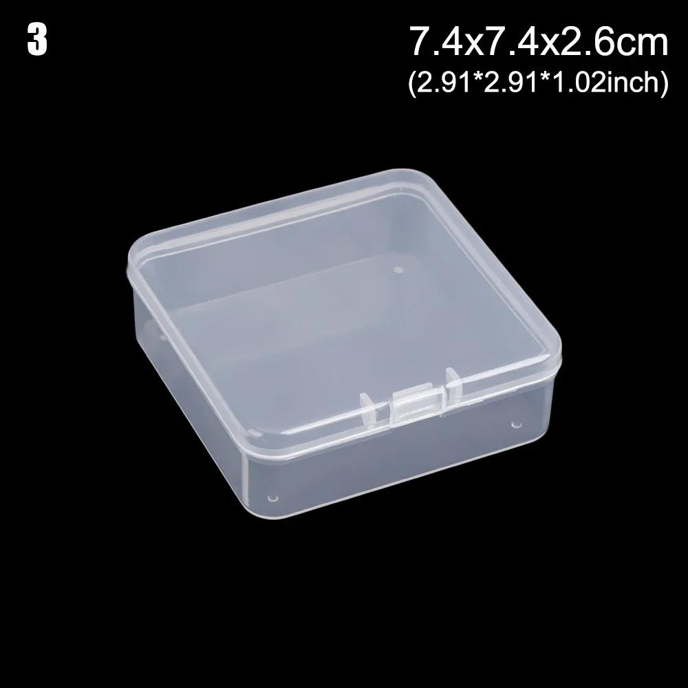 Square Round Plastic Transparent Storage Box Small Items Sundries Organizer Case Jewelry Beads Container Box Tools Accessories