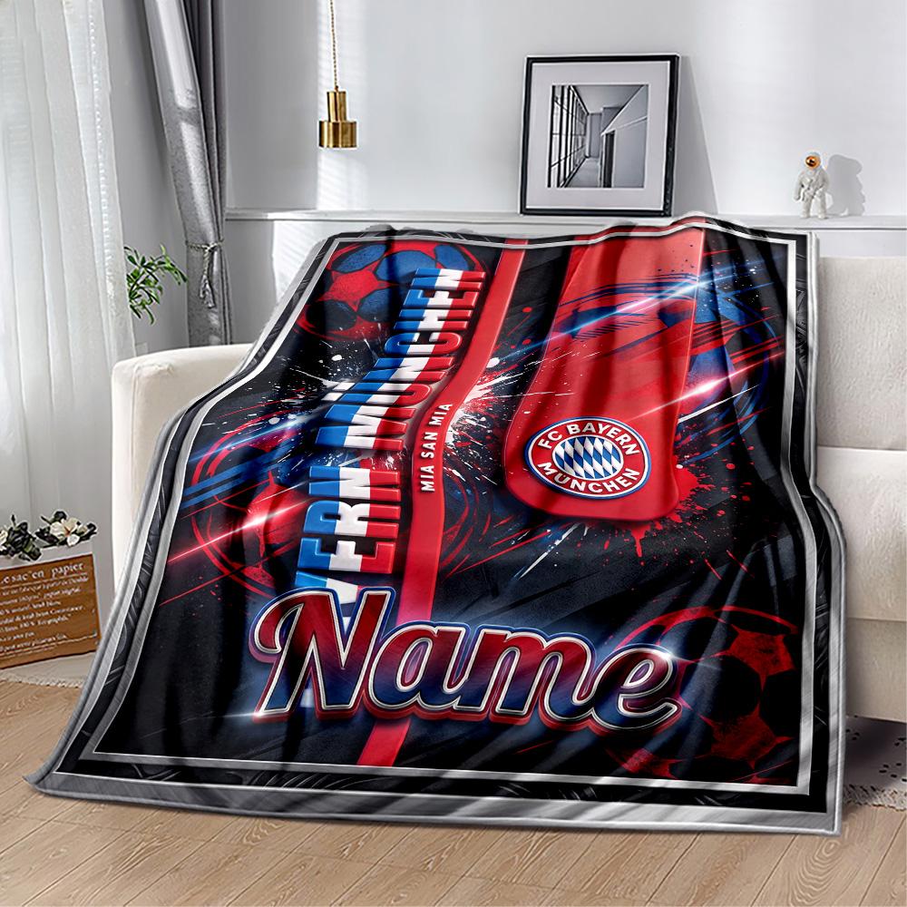 Bayern Munich Celebration Personalized Text Blanket Gift Customizable Blanket Warmthful Decor for Home Decor Office Nap Bedding for All Occasions