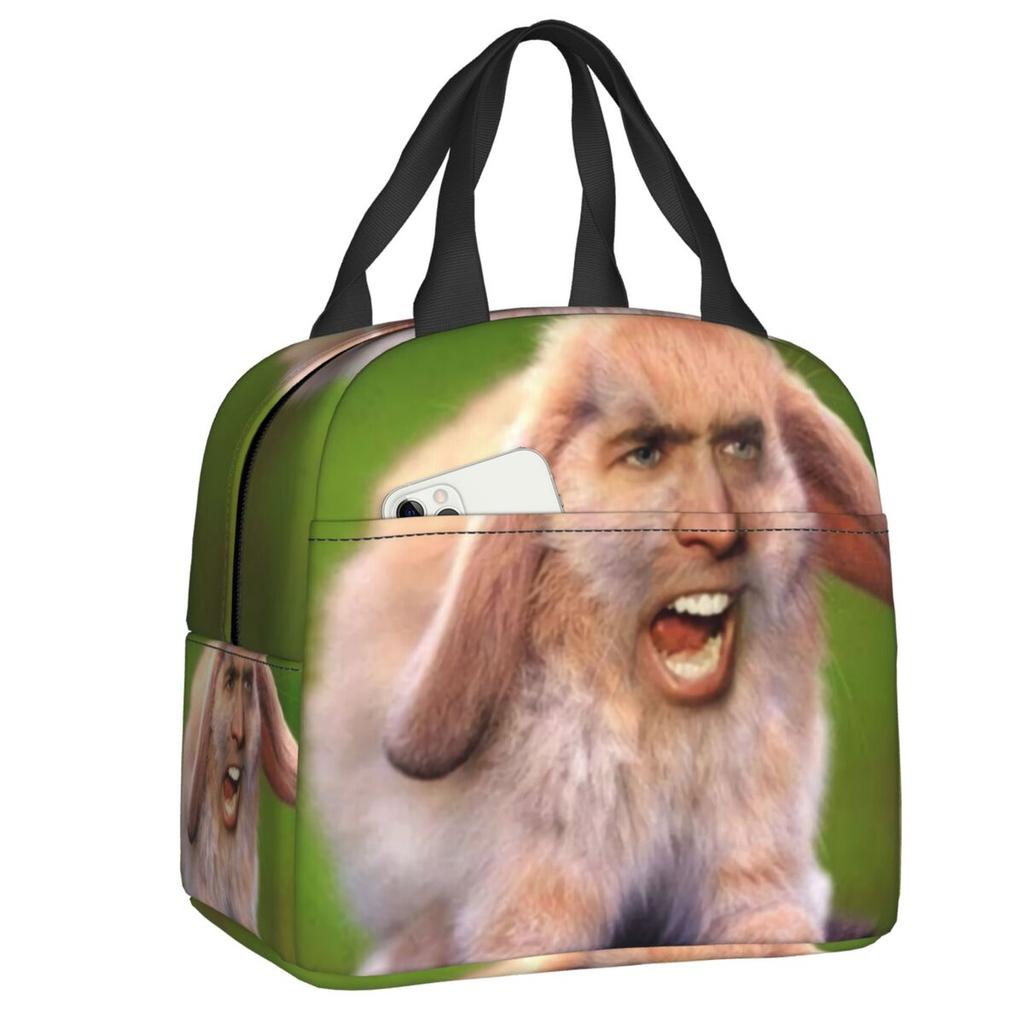 Custom Saint Nicolas Cage Insulated Lunch Bag for Camping Travel Funny Meme Waterproof Thermal Cooler Bento Box Women Children