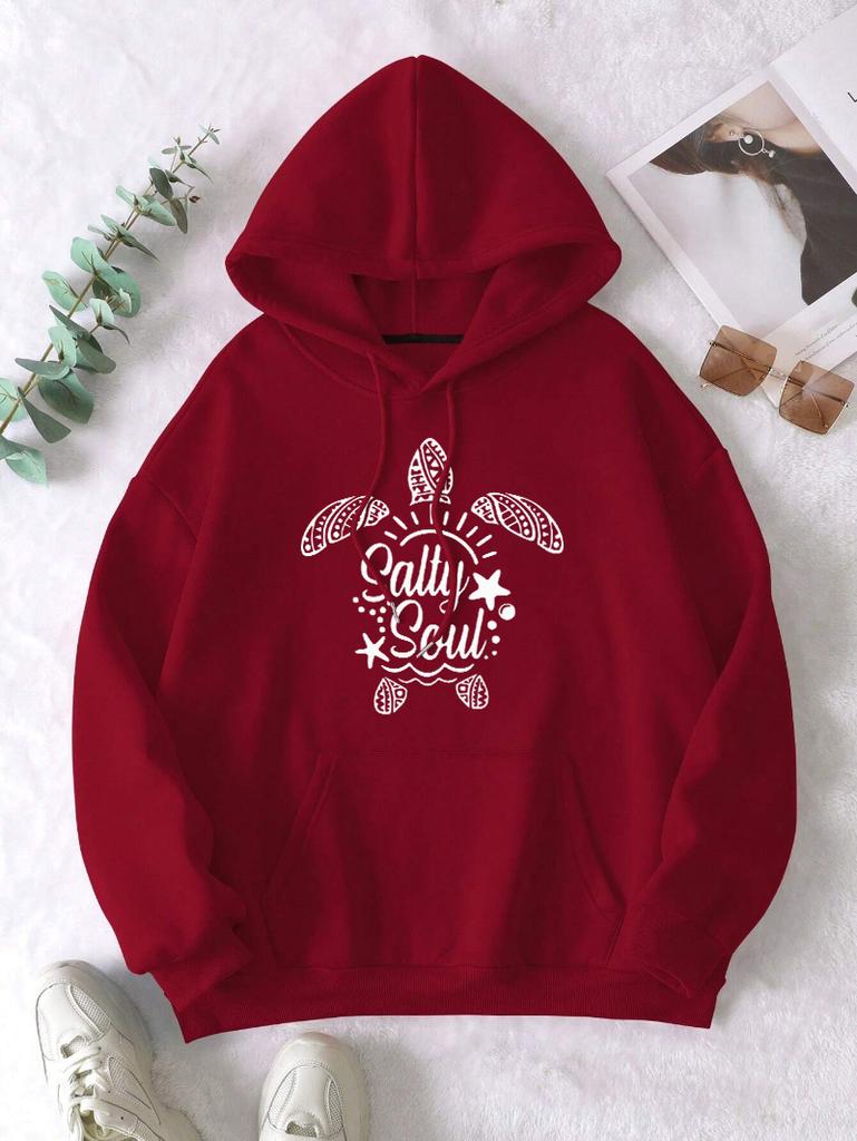 Salty Soul Turtle Creative Prints Women Hoodies Hip Hop Loose Streetwear All-Match Fleece Hoody Autumn Multicolor Woman Hoodie