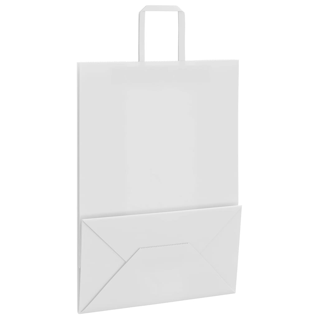 Kraft Paper Shopping Bags 50 Pcs with Handles White 32 X 17 X 44 Cm
