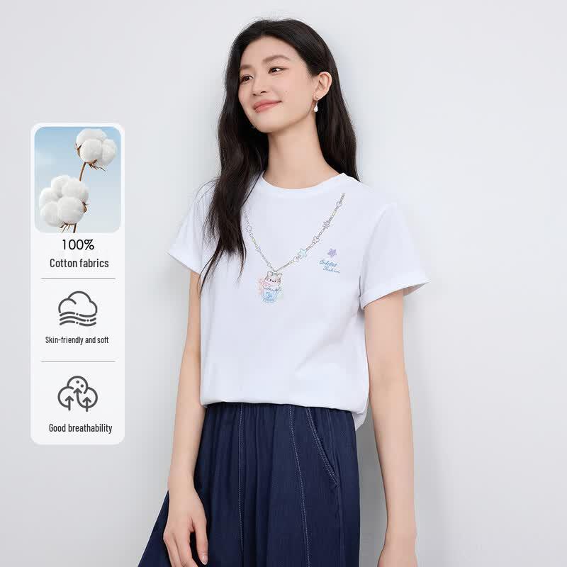 FivePlus Women s Cartoon Print Short Sleeve T-Shirt S