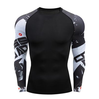 MMA T-shirt Herr Rashguard Långärmad Muay Thai T-shirts Gi BJJ Jiu Jitsu MMA Kompressionsskjorta Fitness Gym Boxningslinnen