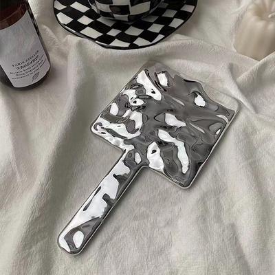 Espejo cuadrado con forma líquida Ins, Mini espejo cosmético de escritorio de mano, maquillaje