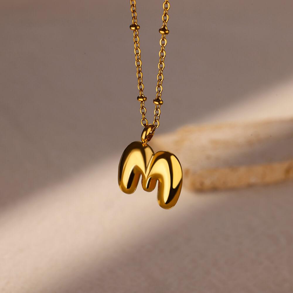 Chunky Initial Letter Stainless Steel Necklaces For Women Gold Color A-Z Letter Necklace Wedding  Fashion Party Jewelry Gift Bff