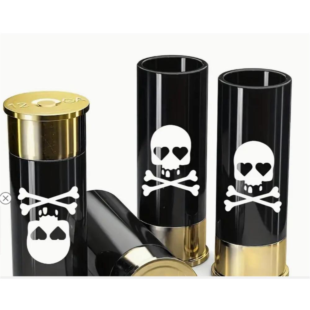 Plastové panákové sklenice ve tvaru brokovnicových nábojnic pro muže, Sklenice na pití pro lov, střelectví, Barové sklenice jako dárek, Ráže 12, 4 ks/sada