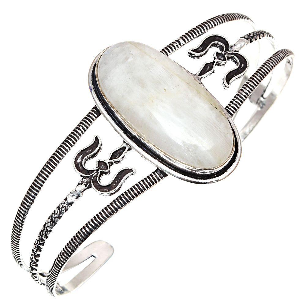 

Moonstone Gemstone Handmade Silver Jewelry Cuff Bracelets 7 Adjustable