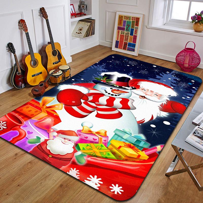 Weihnachtsmann Teppich bedruckte Eingangsfußmatte Wohnzimmer Schlafzimmer Badezimmer rutschfester Teppich Heimdekorative Bodenmatte Neujahrsgeschenk