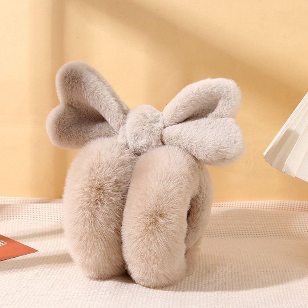 Outdoor Bowknot Warm Earmuffs Plush Foldable Ear Muffs Cute Winter Ear Warmers for Women
