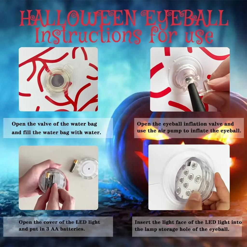Giant LED Inflatable Eyeball Remote Color Change Halloween Pumpkin Ball Garden Decor Xmas Light Sphere Weather Resistant Display