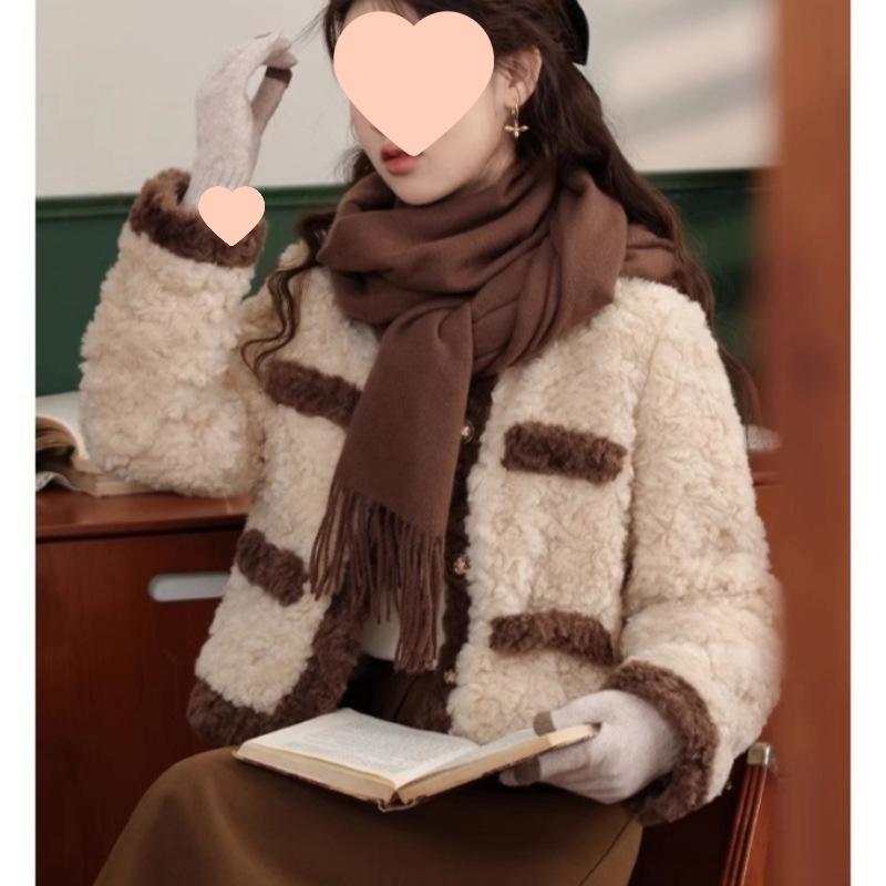 2025 French Style Color Block Women's Winter Jacket - Trendy and Warm