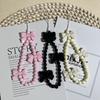 1Pc 3D Bowknot Phone Chain Acrylic Beaded Mobile Phone Pendant For Women Anti-Lost Phone Chain Hanging Jewelry Sweet Accessories
