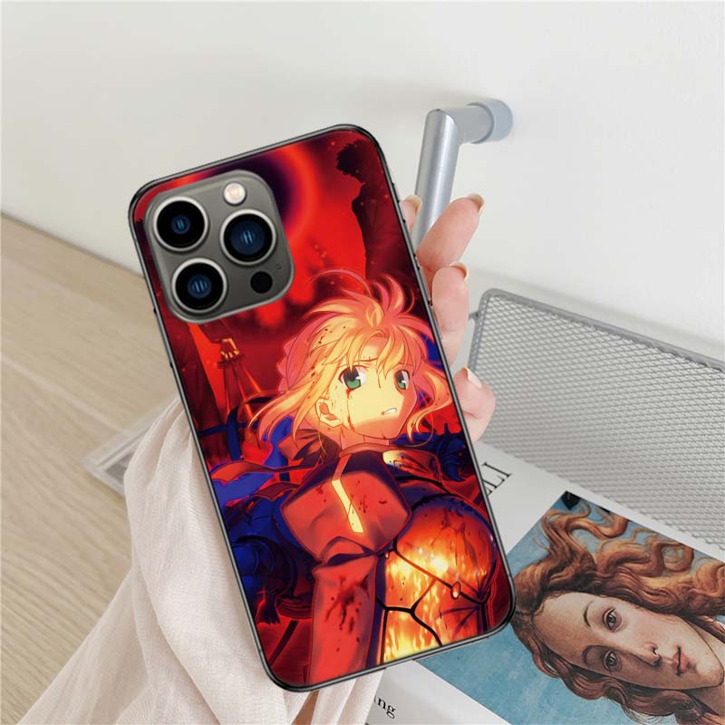 Bilibili F-Fate Stay Night Phone Case For Iphone 17 Air 16 15 Pro Max 14 Plus 16E Coque 13 Pro 12 Mini 11 Clear Cover Silicone C