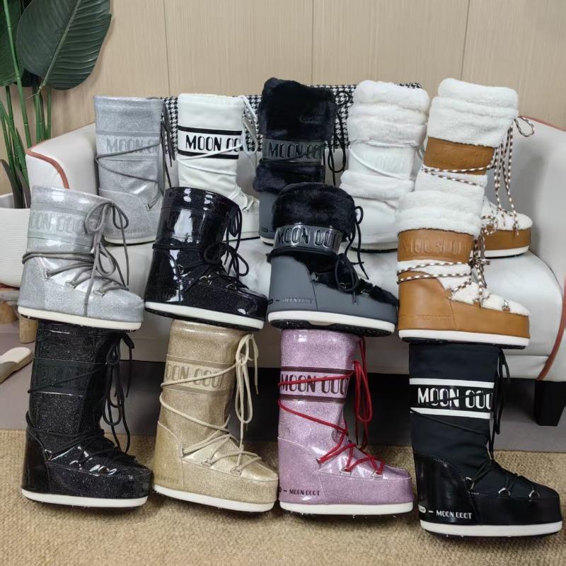 Wintermode Moon Boots Verdickte Thermohülle Baumwollstiefel Wasserdichte und rutschfeste Riemen Brotstiefel