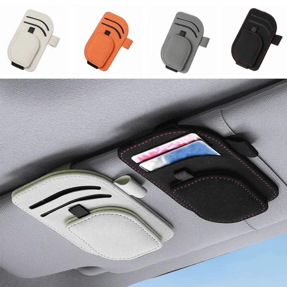 Magnetic Clip Magnetic Car Eyeglass Clips PU Leather Sunglasses Storage Case Auto Accessories