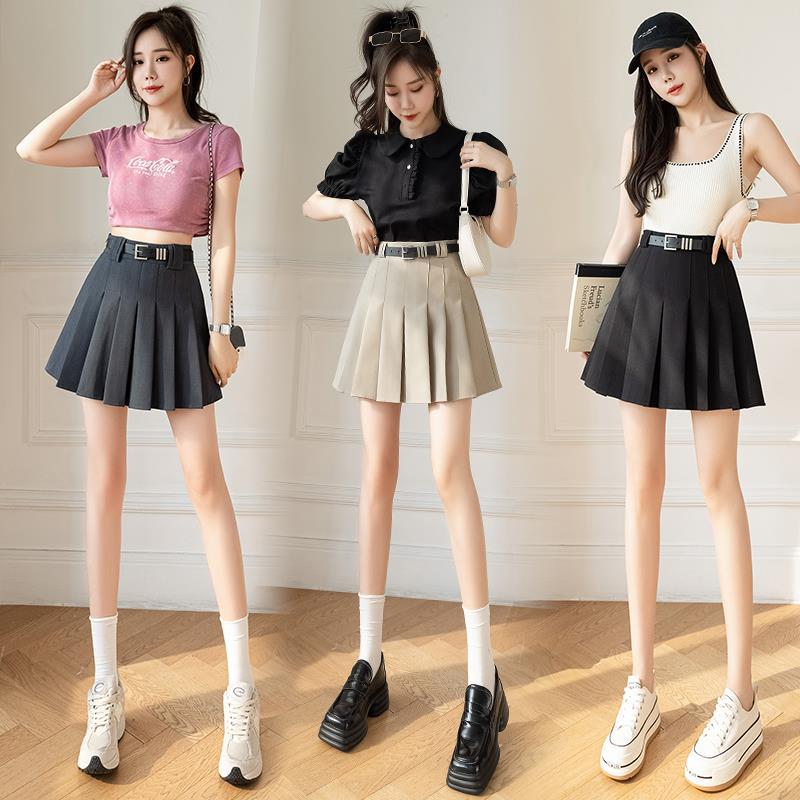 Anti-light pleated skirt short skirt women's summer college style small high waist skirt
