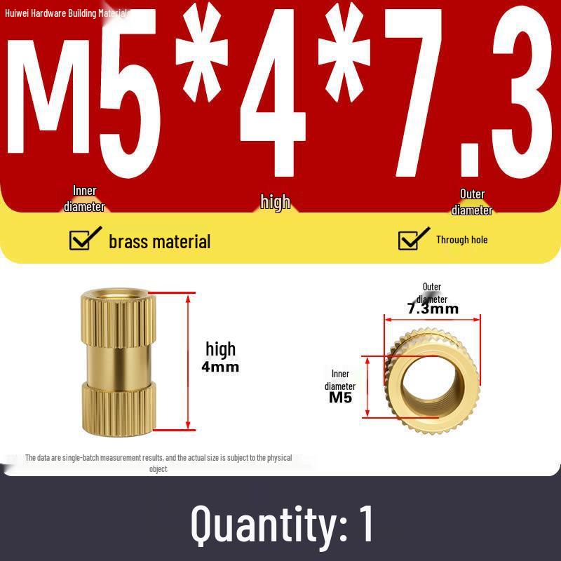 Zwei-Wege-Spritzguss Kupfer Rändelmuttereinsatz (M2-M8)