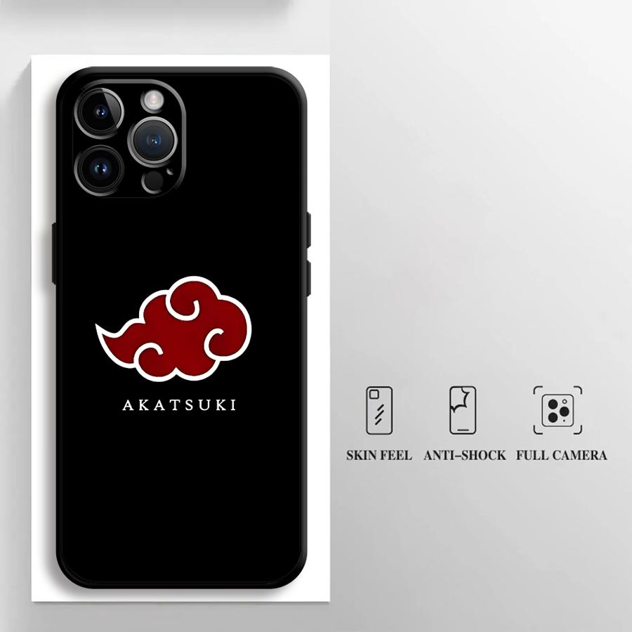 

Case for iPhone 15 16 14 Plus XS Max 13 12 11 17 Pro Max 7 8 17Air XR Black Soft Phone Cover Cartoon Akatsuki Logo iPhone Air