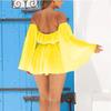 Elegant Chiffon Summer Open Sleeves Word Shoulder Straps Tube Top High Waist Dress