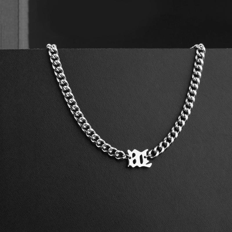 Seven Brothers Cuban-Style Hip-Hop Necklace: Trendy Stainless Steel Unisex Letter Chunky Clavicle Chain