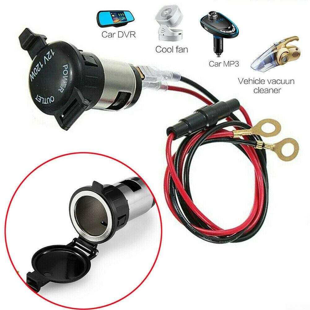 Portable And Practical 100cm Wire 1 Set Fuse 12V Adapter Black Cable Car