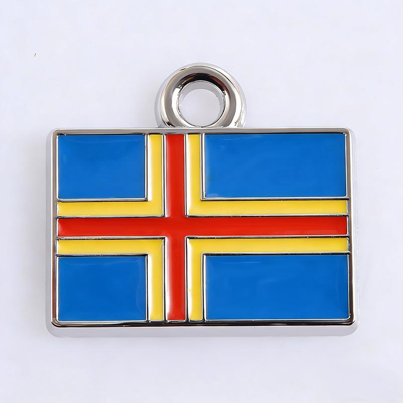 5pcs/Lot Different Countries Flags Enamel Charms For Jewelry Making Supplies Rectangle Silver Color Pendants Handmade Materials