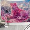 Large Floral Lion Tapestry Wall Decor Bohemian Watercolor Pink Jungle Art Boho Room Hanging Textile 180x280cm