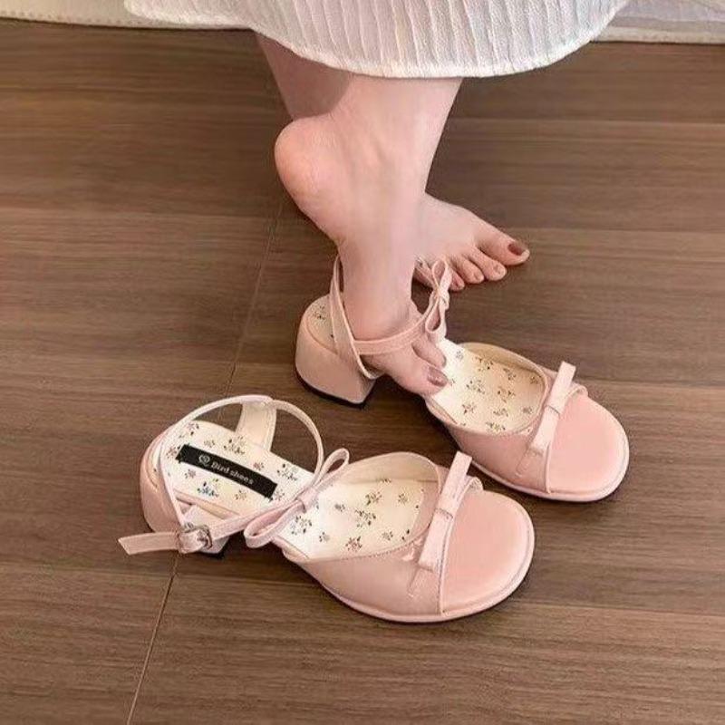 Coarse Heel Round-toe Women's Shoes - New Trendy and Versatile High-heeled Sandals