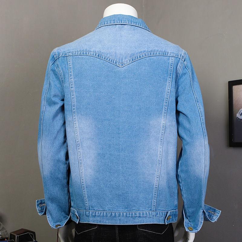 Denim Jacket Men's Casual Youth Large Size Denim Jacket Men's Jacket Work Wear Spring and Autumn Tops and Coats for Outer Wear