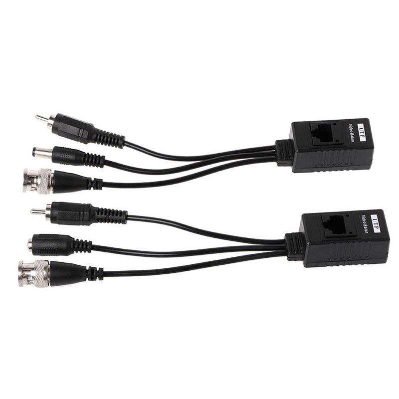 1 pár Bnc - Rj45 passzív videó táp + audio balun adó-vevő CCTV kamerához