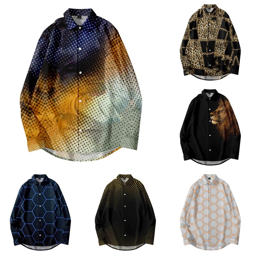 Fall Digital Printing New Fashion Casual Long Sleeve Shirt