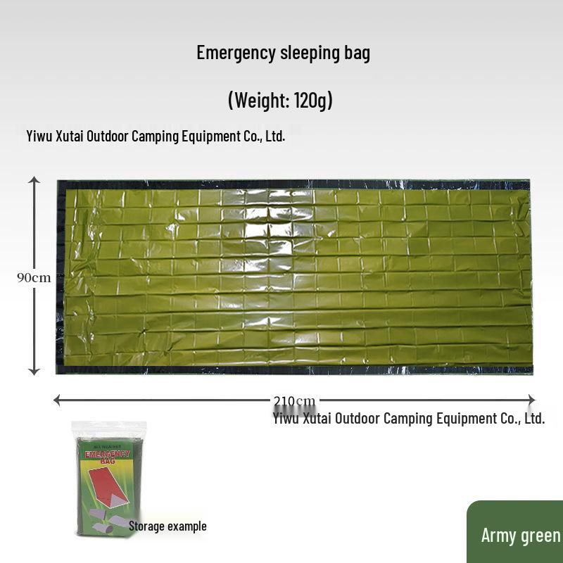Outdoor Emergency PE Aluminum Film Sleeping Bag - Cold Relief, Warmth, Rain Protection, and Tent Storage