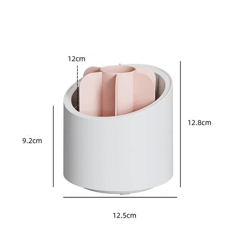 Desktop Cosmetic Brush Organizer 360° Rotating Makeup Brushes Holder 7 Grids Lipstick Eyebrow Pen Holder Eye Shadow Storage Box