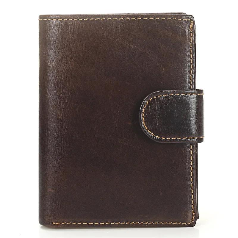 

Men Wallet Cowhide Genuine Leather Wallets Coin Purse Clutch Hasp Open Top Quality Retro Short Wallet Multi Cards Slots