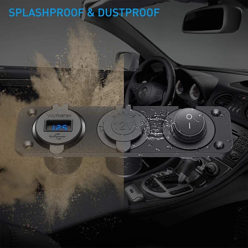 12V Quick Charge 3.0 USB Socket Panel Dual QC3.0 USB Socket Outlet Adapter for Car Boat RV Motorcycle