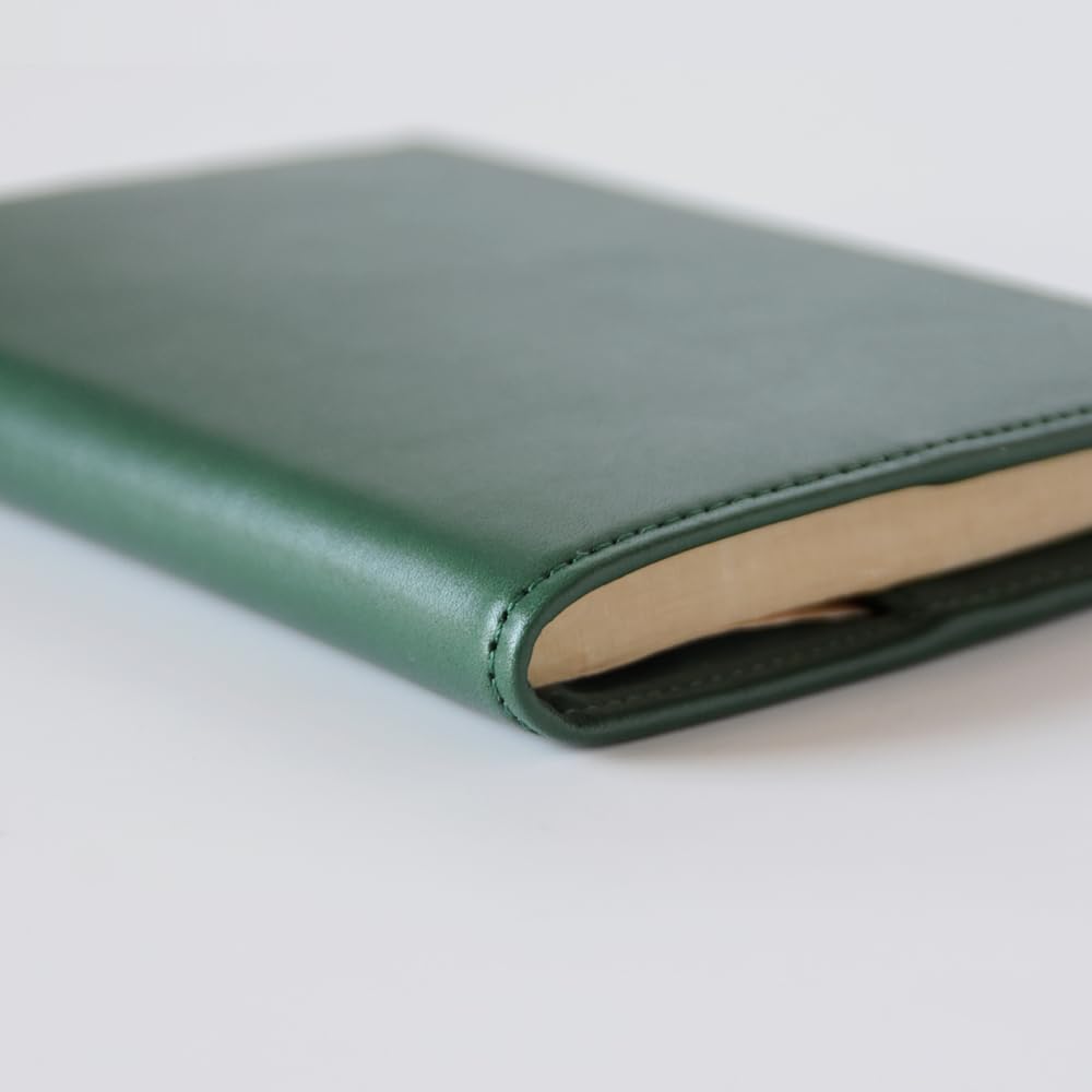 Handmade Leather Book Cover by a Japanese Bag Shop (Paperback) (Green)