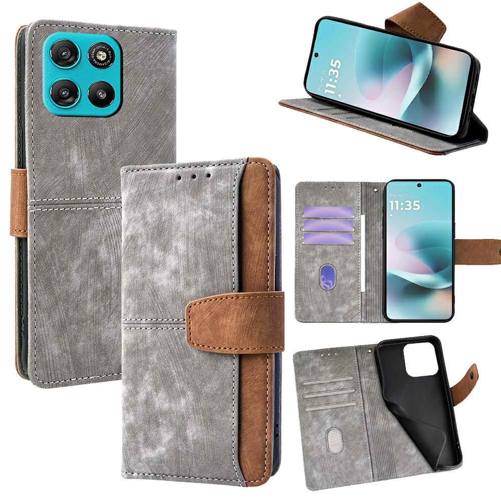 

For Motorola Moto G67 Power 5G Case RFID Blocking Color Splicing PU Leather Wallet Phone Cover