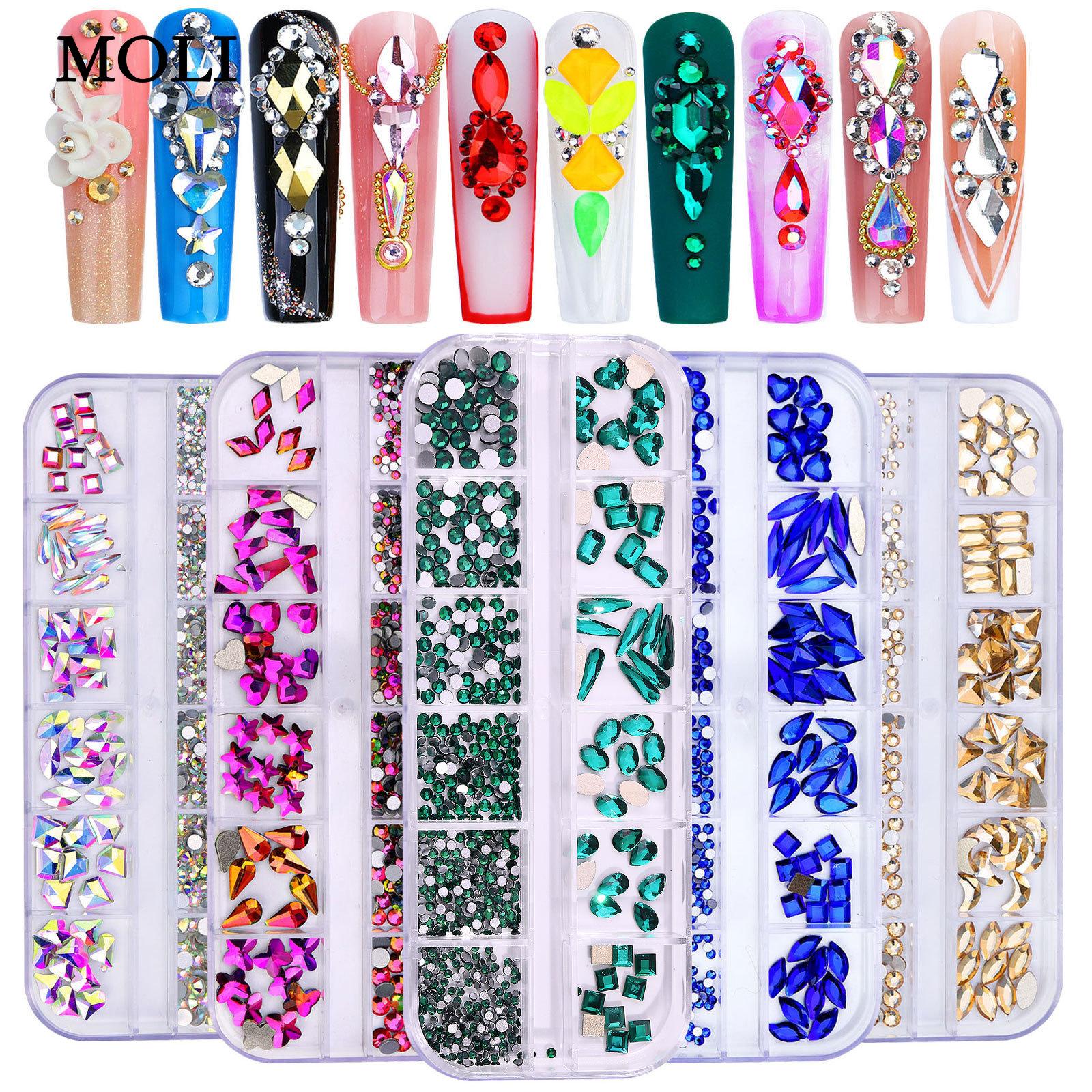 

Новая дрель для ногтей с 12 сетками, специальная форма, плоскодонные стразы AB, украшения для ногтей, украшение для ногтей с бриллиантами