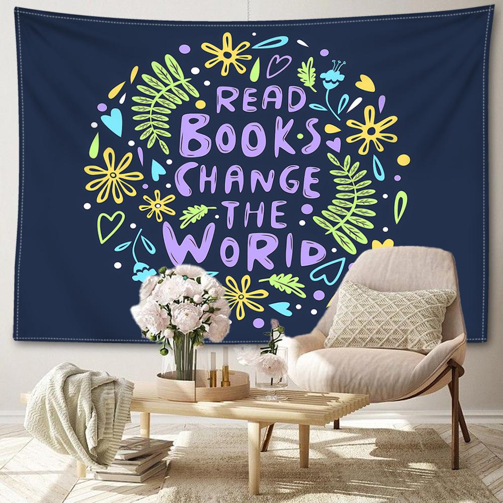 Citazioni Ispiratrici Libri Arazzo da Appendere alla Parete Semplice Cartone Animato Pianta Lettere Stile Bohemien Moderno Decorazione per Stanza Casa