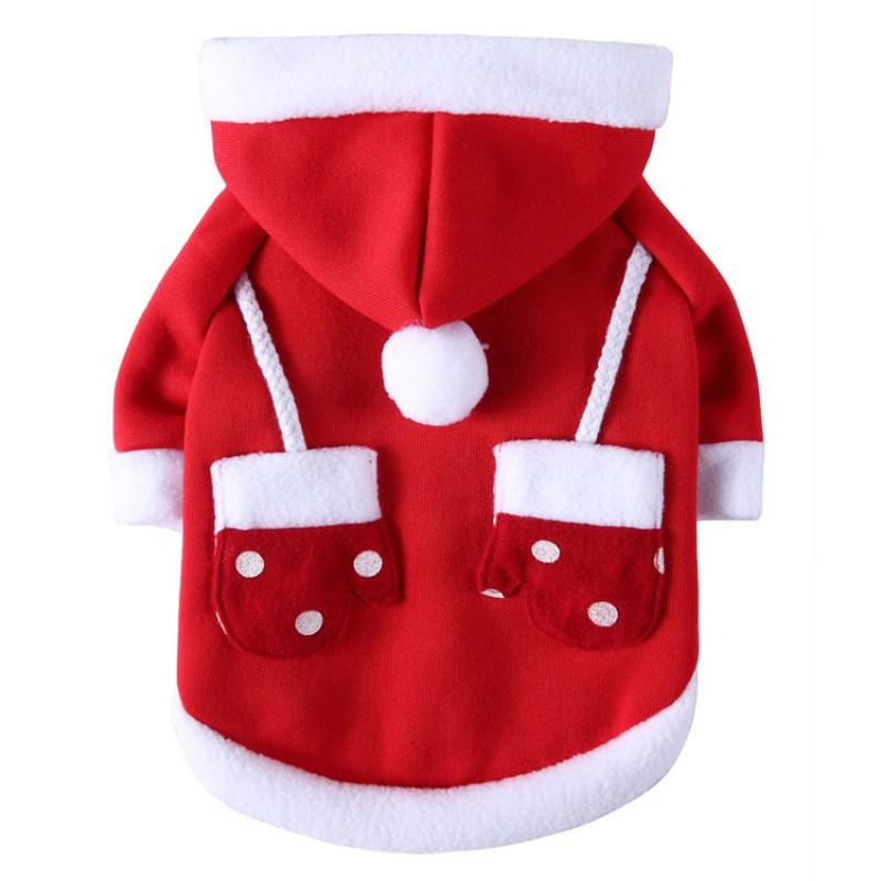 Haustier Hund Vierbeiner Kostüm Winter Weihnachtsoutfit Korallenfleece Hoodie Kleine Mittlere Große Hunde
