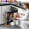 Corner Pull-Out Basket Anti-Slip Kitchen Cabinet Organizer Large Capacity Slide Out Organizer for Bowls Dishes Seasoning Bottle