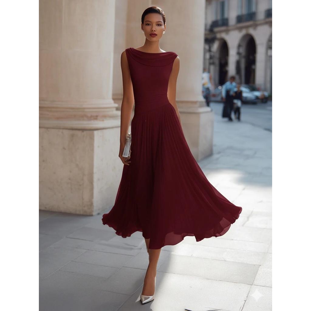 Elegant Vacation Party Cowl Neck Dress for Cross-border Export