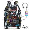 Cartoon Game USB Backpack Large Capacity Hiking Bag College Student Outdoor Travel Casual Daypack
