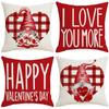 Valentine's Day Linen Pillow Cover Red Love Home Cushion Cover Cushion Home Decor