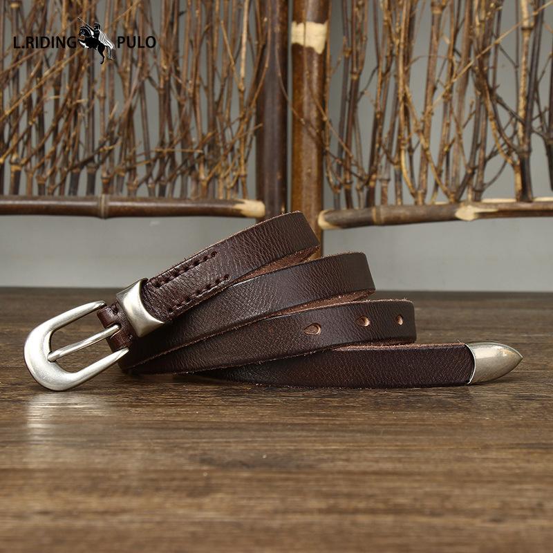Genuine Leather Belt for Women with Pin Buckle Korean Style Trendy All-match Personality Retro Pure Cowhide Pants Belt Waist Belt