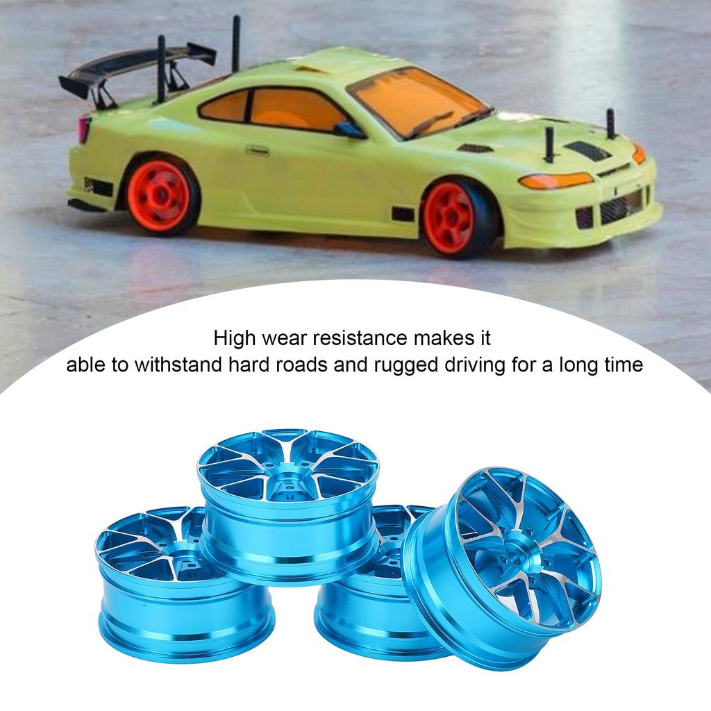 4Pcs RC Wheel Hub High Wear Resistance Aluminum Alloy Remote Control Car Accessories for 1Celsius10 Flat Sports Car