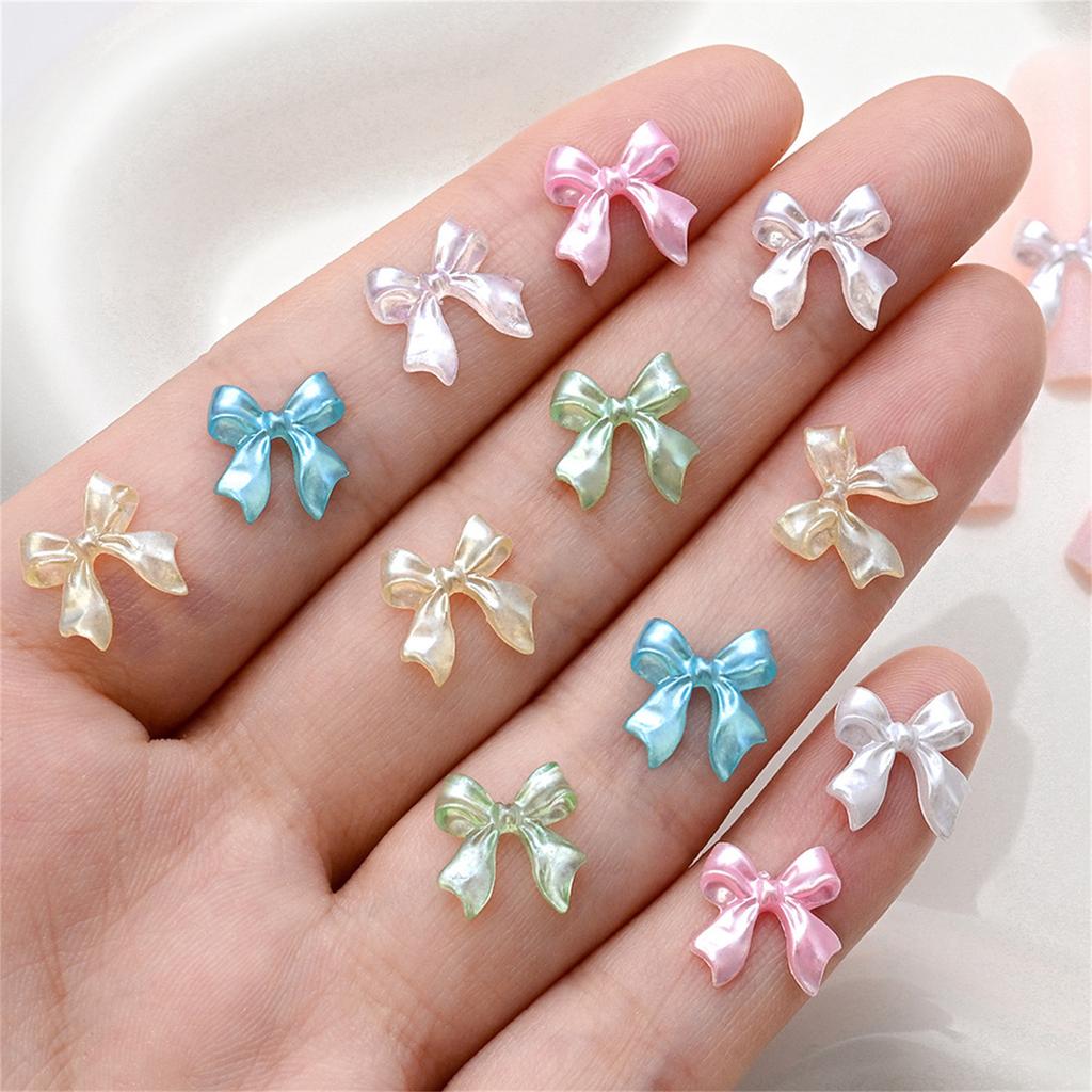 100 Pcs Nail Art Decorations Clear Transparent Bow Colorful Ice Transparent Resin Rhinestones For DIY Manicure Phone Case And Craft Decoration