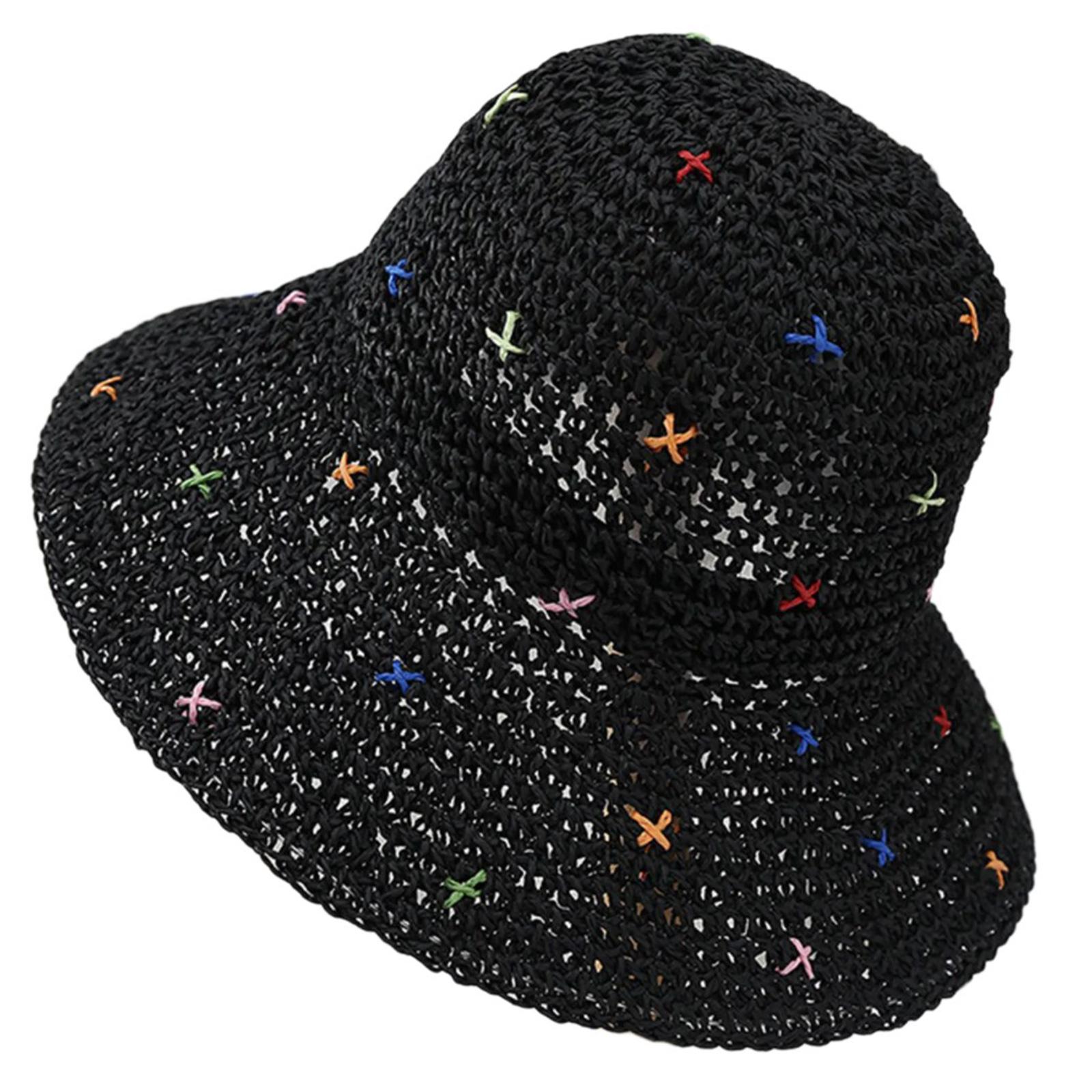 

Girls Straw Hat for Beach Getaways Woman Straw Weaving Beach Hat Teens Holiday Spring Camping Breathable Sun Hat One Size чёрный